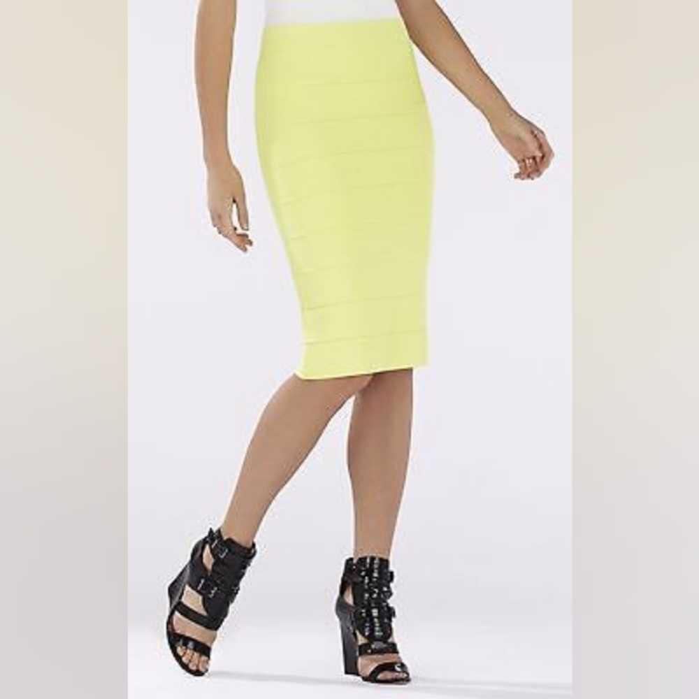 BCBG maxazria Yellow neon pencil skirt.
